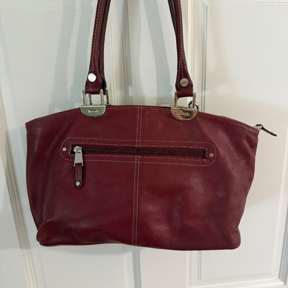 Tignanello Burgundy Wine Leather Shoulder Tote - Picture 1 of 9